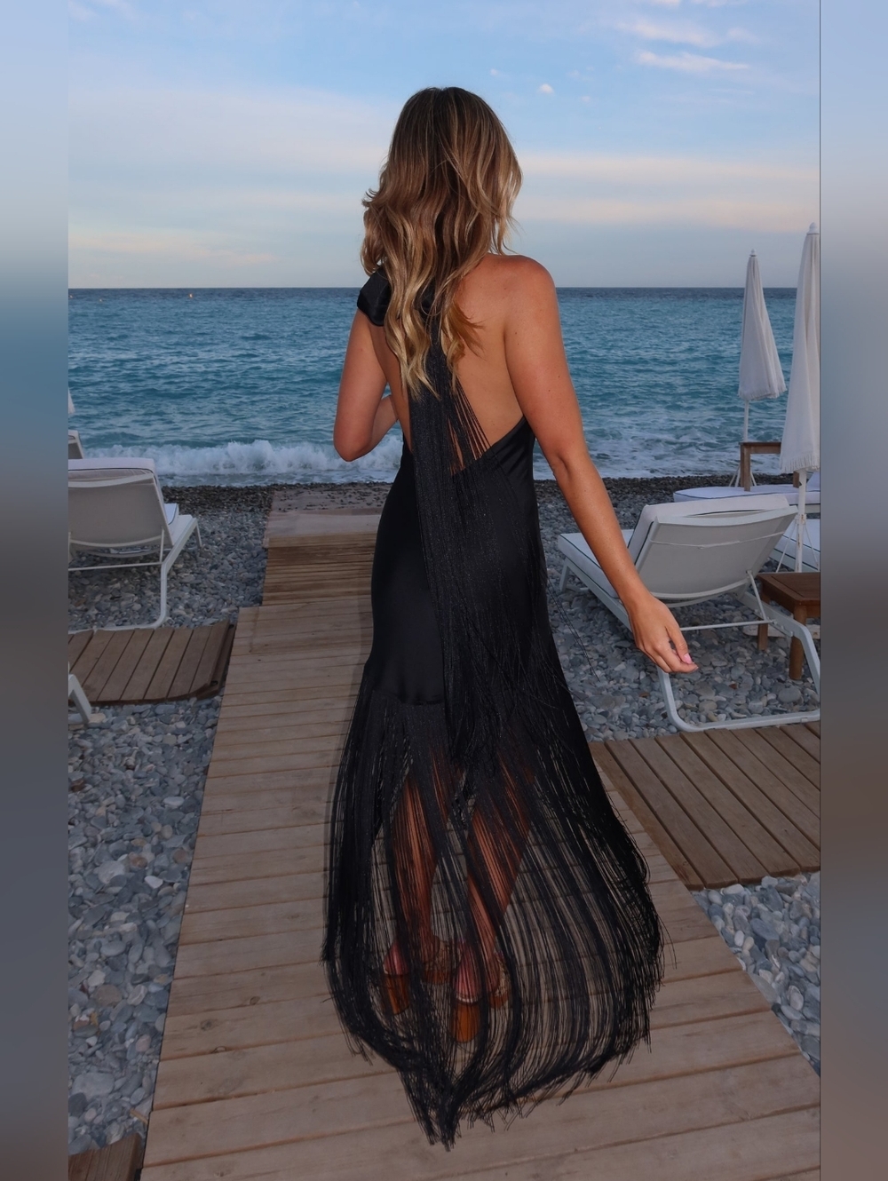 Show Me Your Mumu Jasmine Fringe Maxi Black Luxe Satin Dress XS Wedding Party - Picture 5 of 12